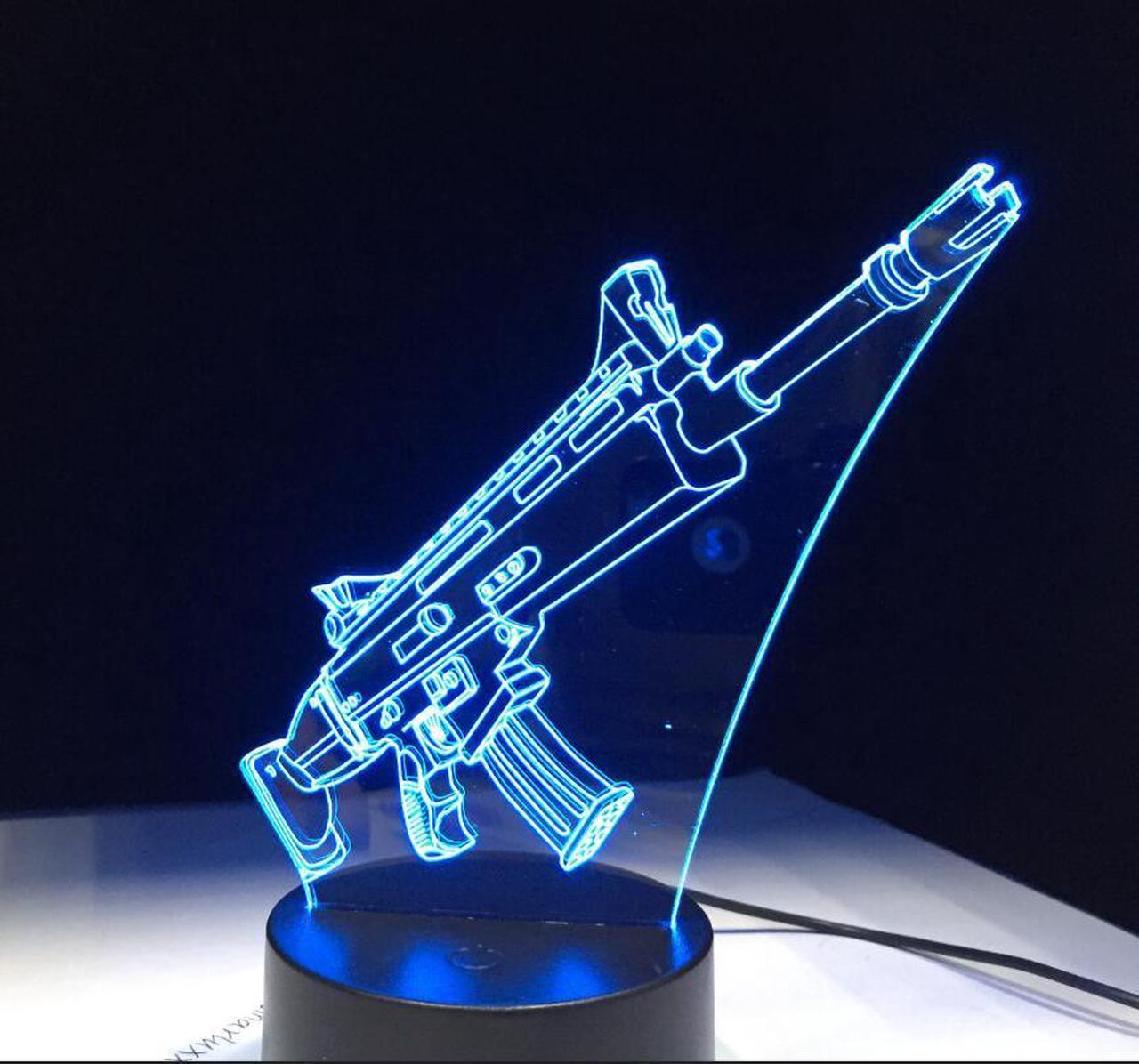 Weastlinks Battle Sniper Rifle Silent Gun SCAR M4A1 3D LED Lamp 7 Colors Touch Base Night Light Back To School's Decor Night Gift