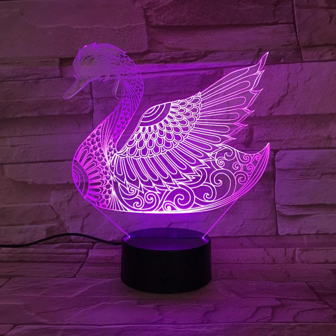 Weastlinks Colorful Two Love Swan 3D Night light Table Lamp Acrylic Stereo Lights Children's Room Decorative For Birthday Christmas Toys Lovers Gifts