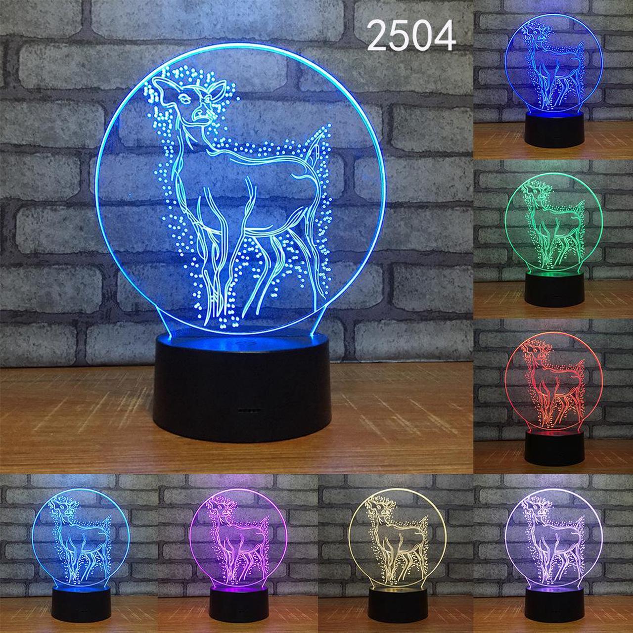 Weastlinks 3D LED Night Lights Elephant Tiger Deer Cat Wolf 7 Colors Light for Home Decoration Lamp Amazing Visualization Optical Illusion