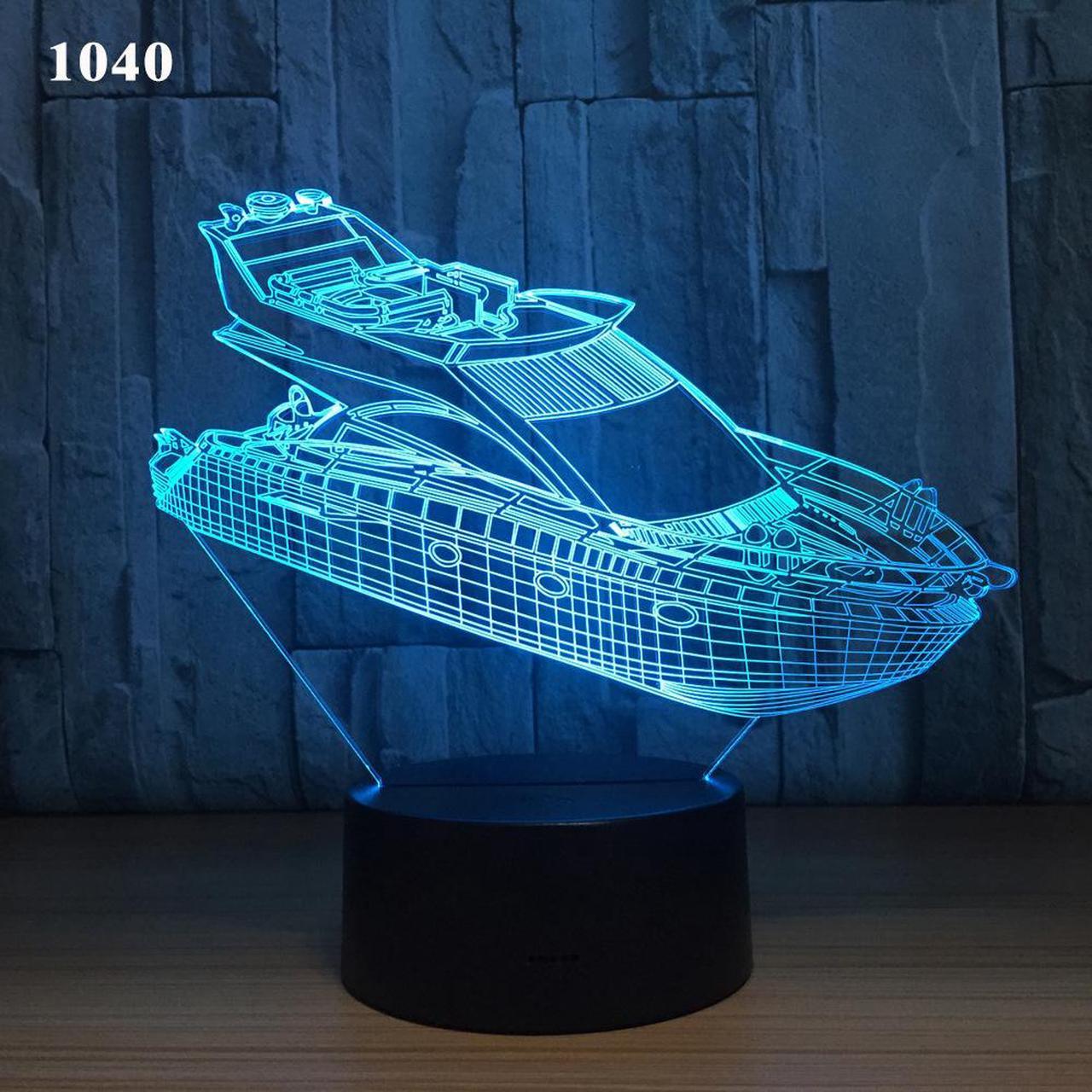 Weastlinks Sail Boat Sailing Ship Yacht Submarine Design 3D Night Lamp Acrylic Laser Illusion 7 Color Kids Friends Gift Toys