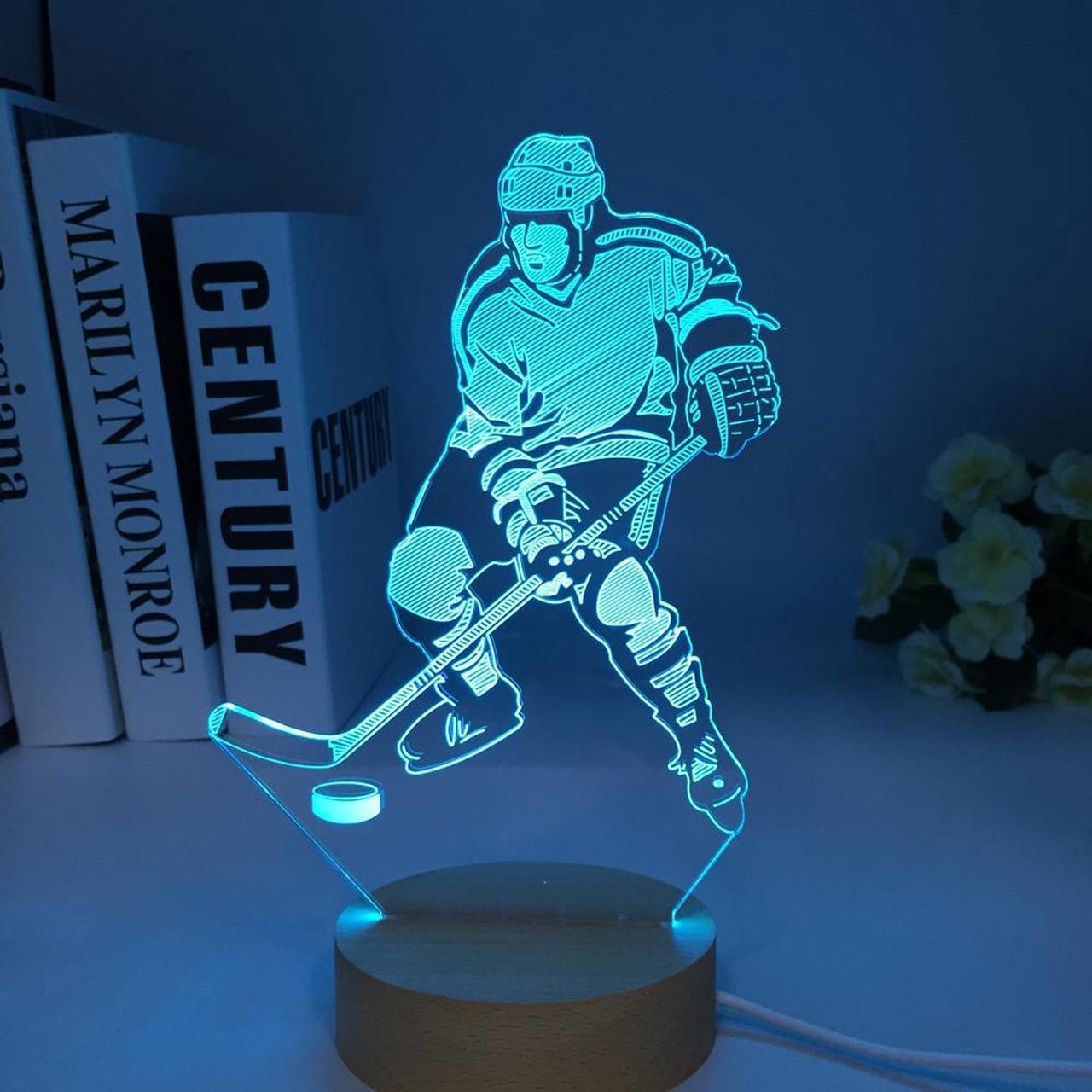 Weastlinks Baseball Basketball Ice Hockey 3D LED Night Light for Club Home Office Room Decor Light Gift for Kid Child Colorful Desk Lamp