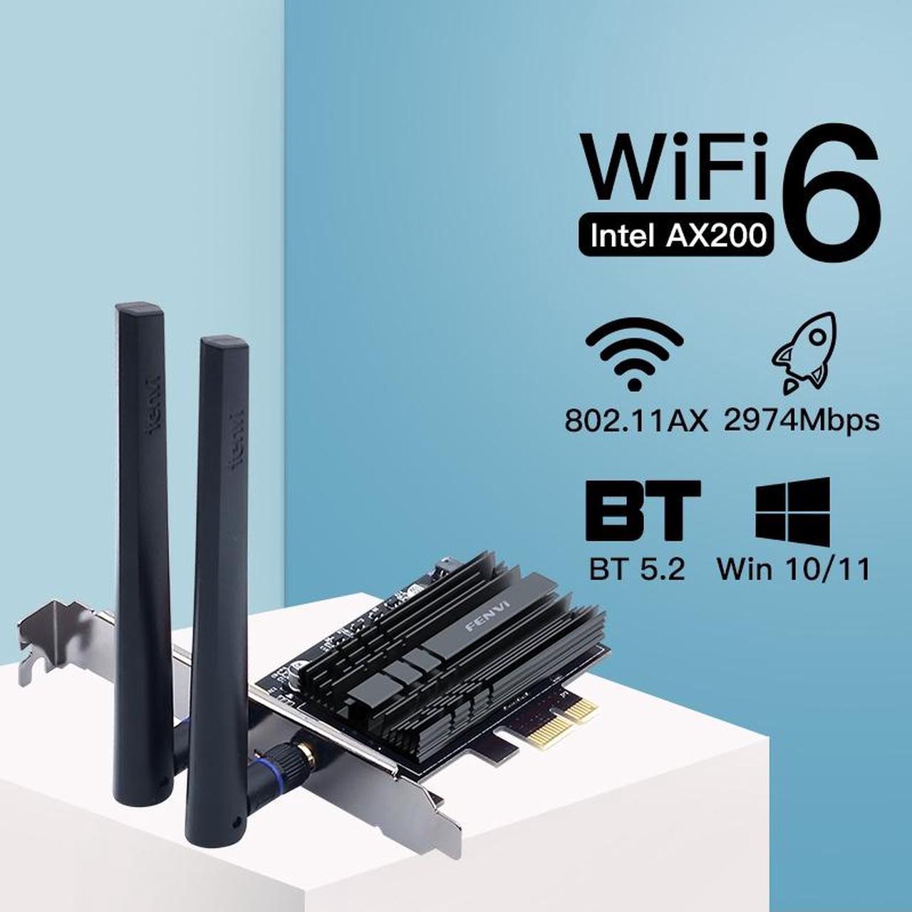 Weastlinks WIFI 6E 5374Mbps Intel AX210 PCIe Wireless WiFi Adapter 2.4G/5G/6Ghz For Bluetooth 5.3 Wi-Fi 6 Card Desktop PC Support Win 10/11