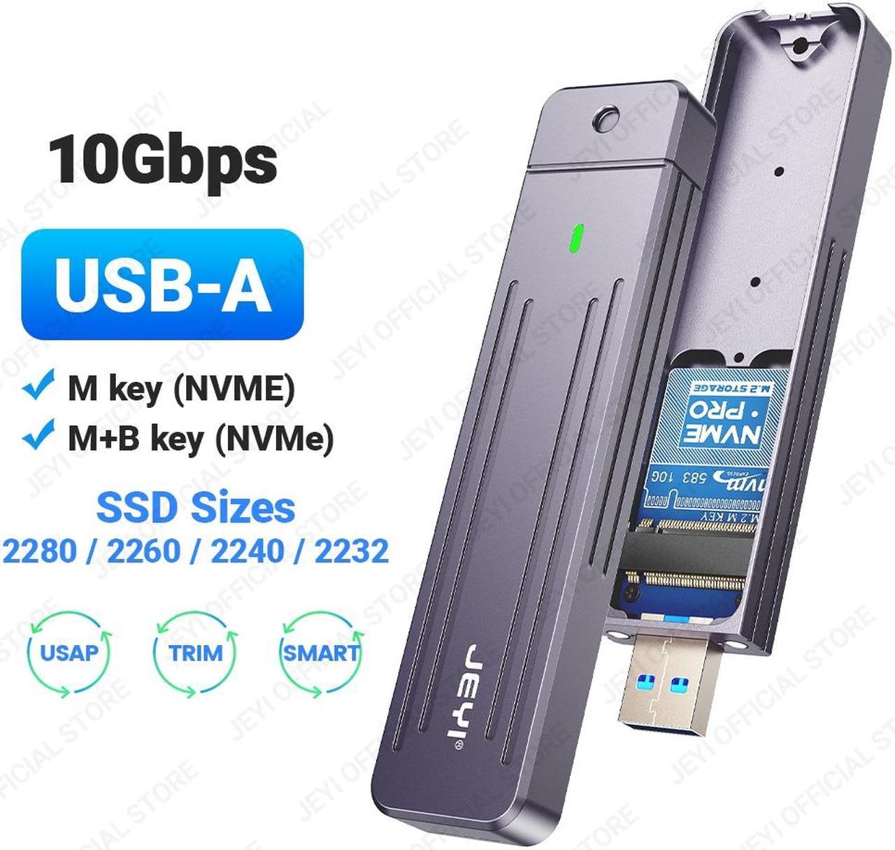 Weastlinks Direct-attach M.2 NVMe Enclosure, USB-A Plug USB 3.2 10Gbps In-line Aluminum 2242 2280 SSD Case With Magnet Protective Case