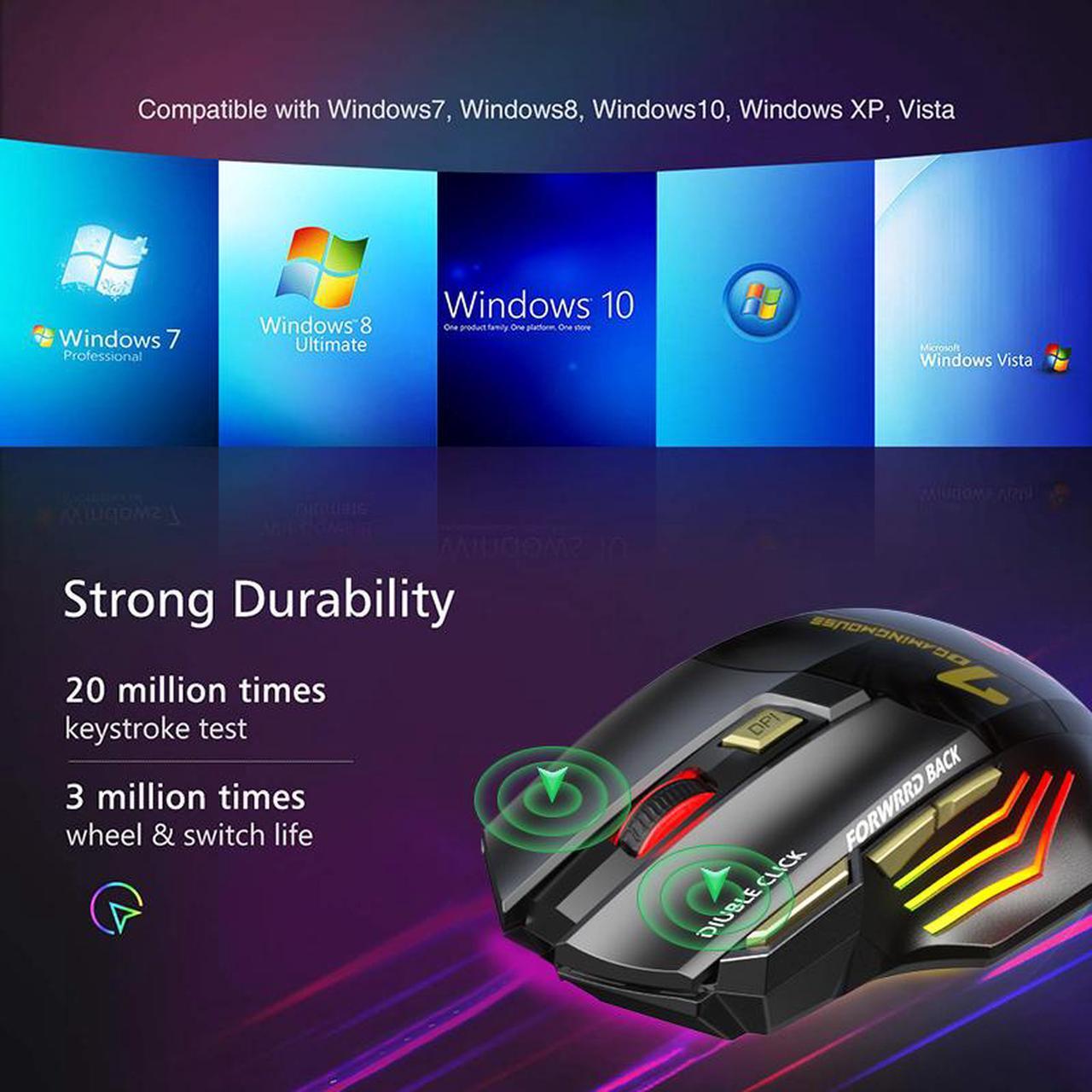 Alt view image 7 of 7 - Weastlinks Rechargeable Wireless Mouse Gamer For Computer RGB Gaming Mouse Bluetooth USB Mouse Silent Ergonomic Mause For Laptop PC Mice