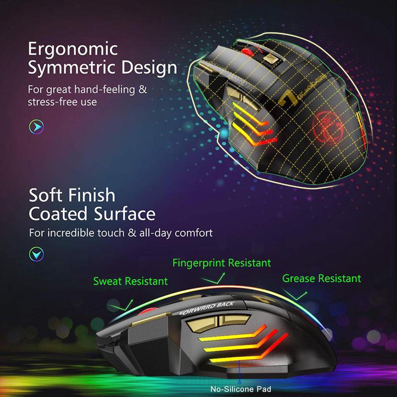 Alt view image 5 of 7 - Weastlinks Rechargeable Wireless Mouse Gamer For Computer RGB Gaming Mouse Bluetooth USB Mouse Silent Ergonomic Mause For Laptop PC Mice