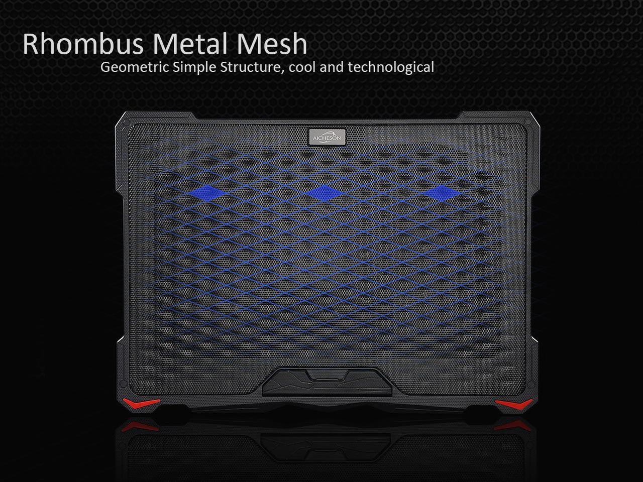 Alt view image 7 of 7 - AICHESON Laptop Cooling Pad 5 Fans Up to 17.3 Inch Heavy Notebook Cooler, LED Lights, 2 USB Ports, S035