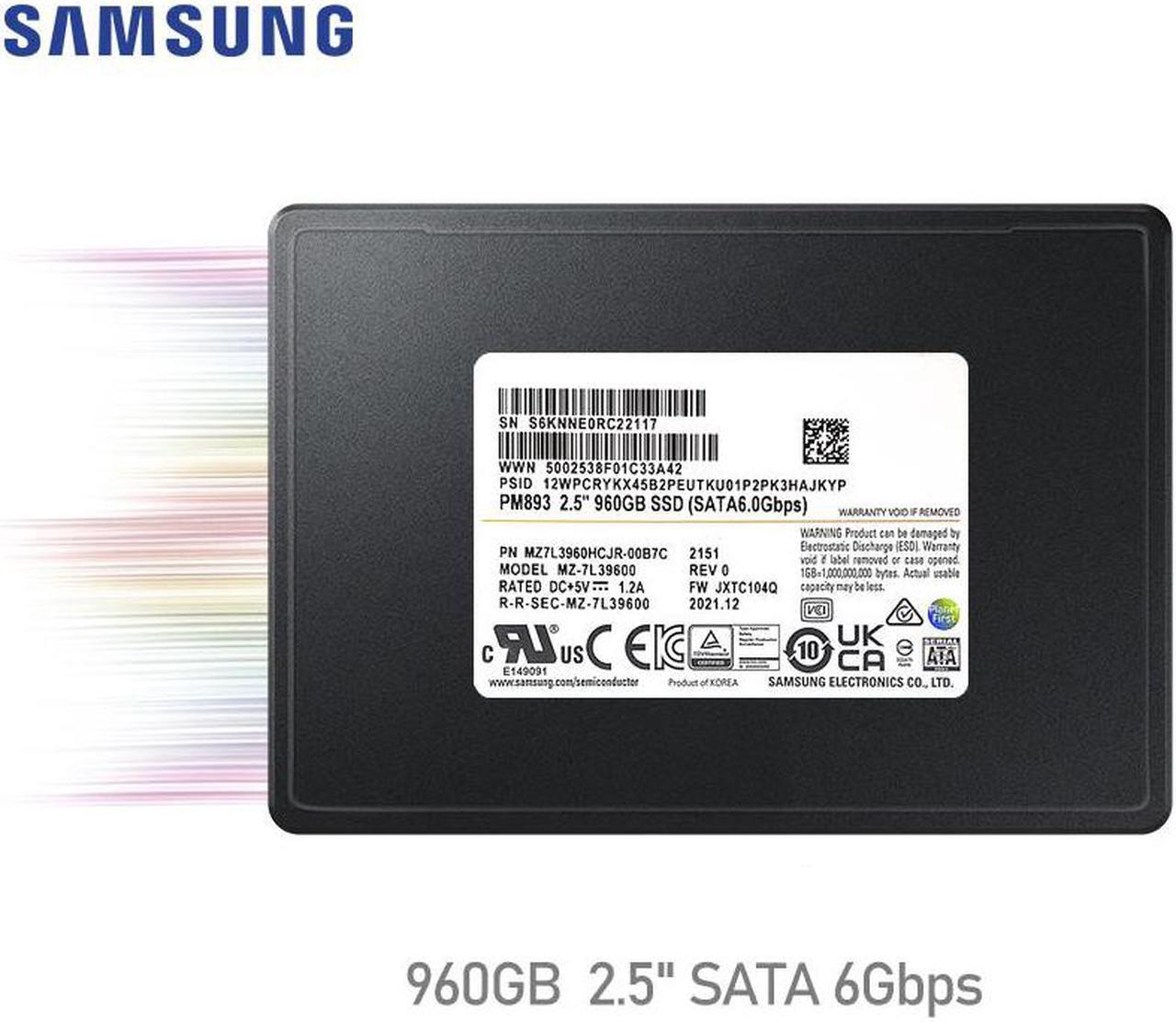 Alt view image 2 of 9 - SAMSUNG SSD PM893 Solid State Drive 960GB SATA 6Gb/s 2.5inch MZ7L3960HCJR