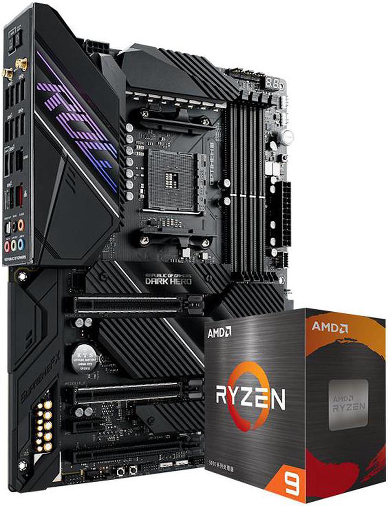 ASUS ROG Crosshair VIII Dark Hero AM4 AMD X570S SATA 6Gb/s ATX AMD Motherboard and AMD Ryzen 9 5900X - Ryzen 9 5000 Series 12-Core 3.7 GHz Socket AM4 105W Desktop Processor, CPU and Motherboard COMBO