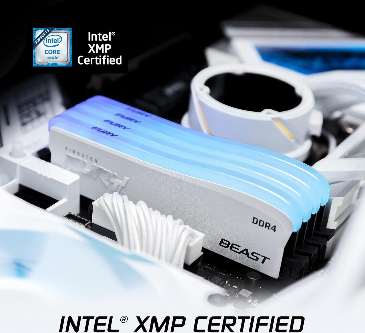 Alt view image 3 of 5 - Kingston Fury Beast RGB White Edition 16GB (8GB x 2) 3600MT/s CL17 DDR4 Desktop Memory Kit of 2 | Infrared Syncing | Intel XMP & AMD Ryzen Ready | KF436C17BWAK2/16 | White RAM