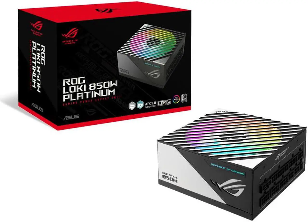 Alt view image 7 of 7 - ASUS ROG Loki SFX-L 850W 80+  Platinum Efficiency Full Modular Power Supply, Compatible with PCIe Gen 5.0 and ATX 3.0, 120mm ARGB Fan, Support Aura Sync, PCIe 5.0 Power Supply