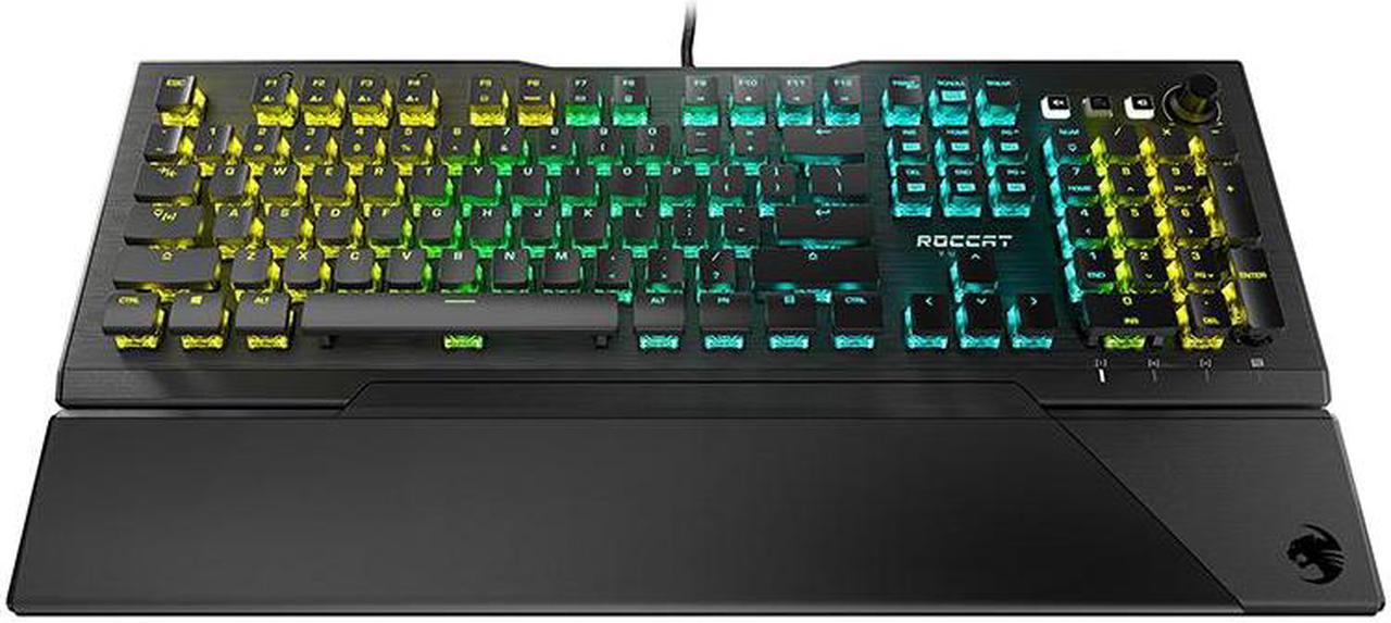 ROCCAT Vulcan Pro Tactile Optical PC Gaming Keyboard, Titan Switch Full Size, with Per-key AIMO RGB Lighting, Anodized Aluminum Top Plate and Detachable Palm/Wrist Rest, Low Profile, Black