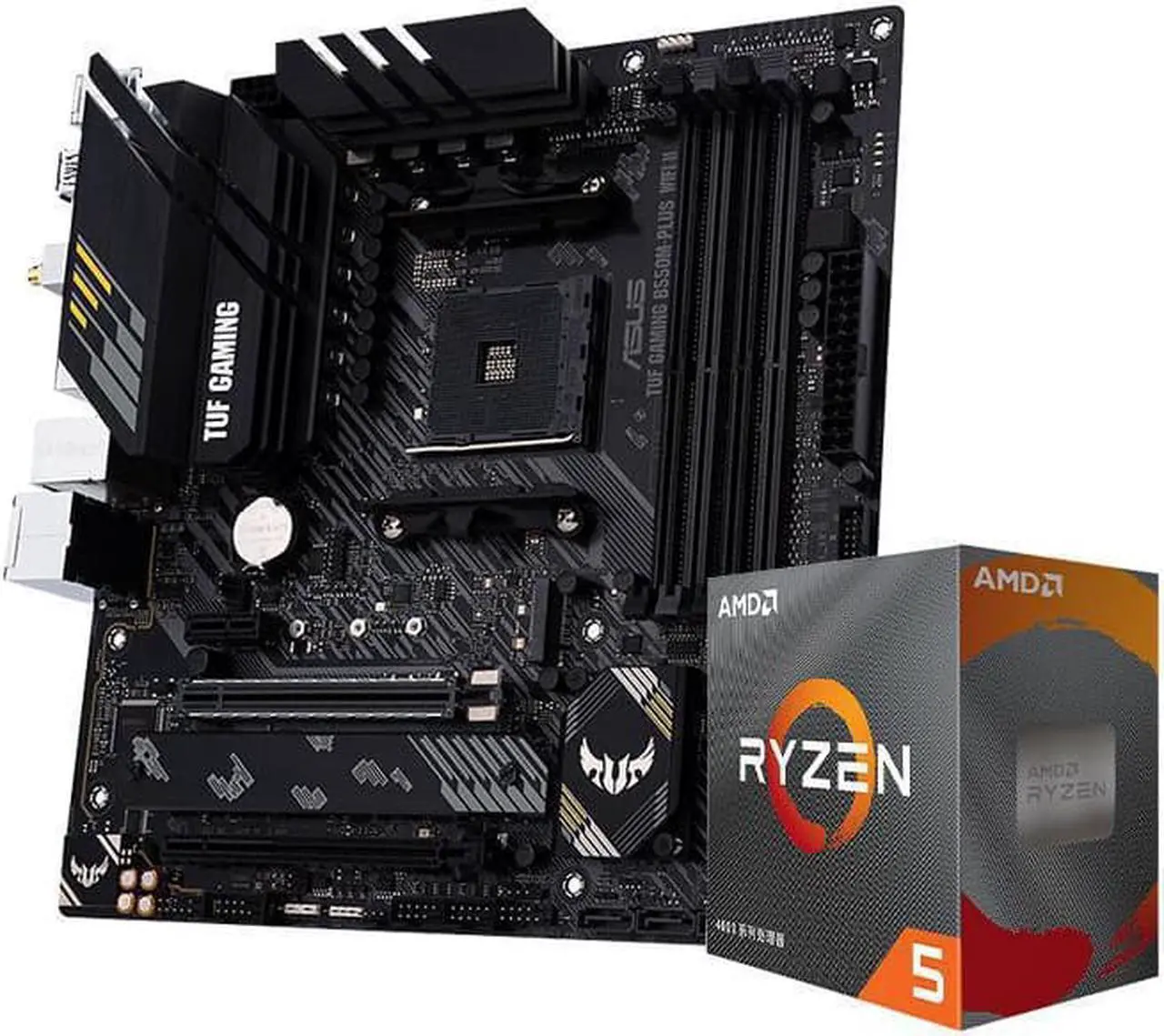 Main image of ASUS TUF B550M-PLUS WIFI II AM4 AMD B550 SATA 6Gb/s Micro ATX AMD Motherboard and AMD Ryzen5 5600X - Ryzen 5 5000 Series 6-Core 3.7 GHz Socket AM4 65W COMBO,AMD Motherboard CPU Combo
