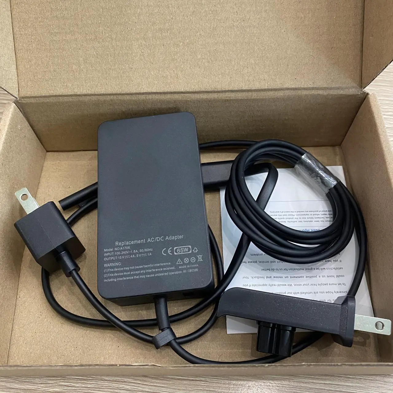 Alt view image 4 of 5 - Surface Book Surface Pro Charger 65W 15V 4A AC Power Adapter Supply for Microsoft Surface Book 2 Surface Pro 3/4/5/6 Surface Go Surface Laptop 2 with USB Charging Port and 6ft Cord fit Model 1706