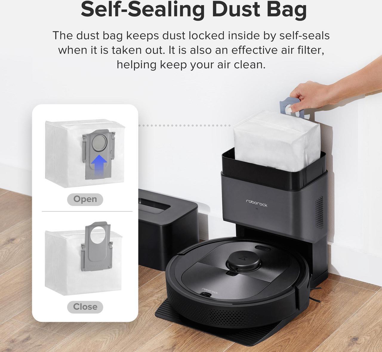 Alt view image 3 of 7 - Roborock Q5+ Robot Vacuum Cleaner, with Self-Empty Dock, Hands-Free Cleaning for up to 7 Weeks, 2700Pa Max Suction, Perfect for Hard Floors, Carpets, and Pet Hair, Renewed