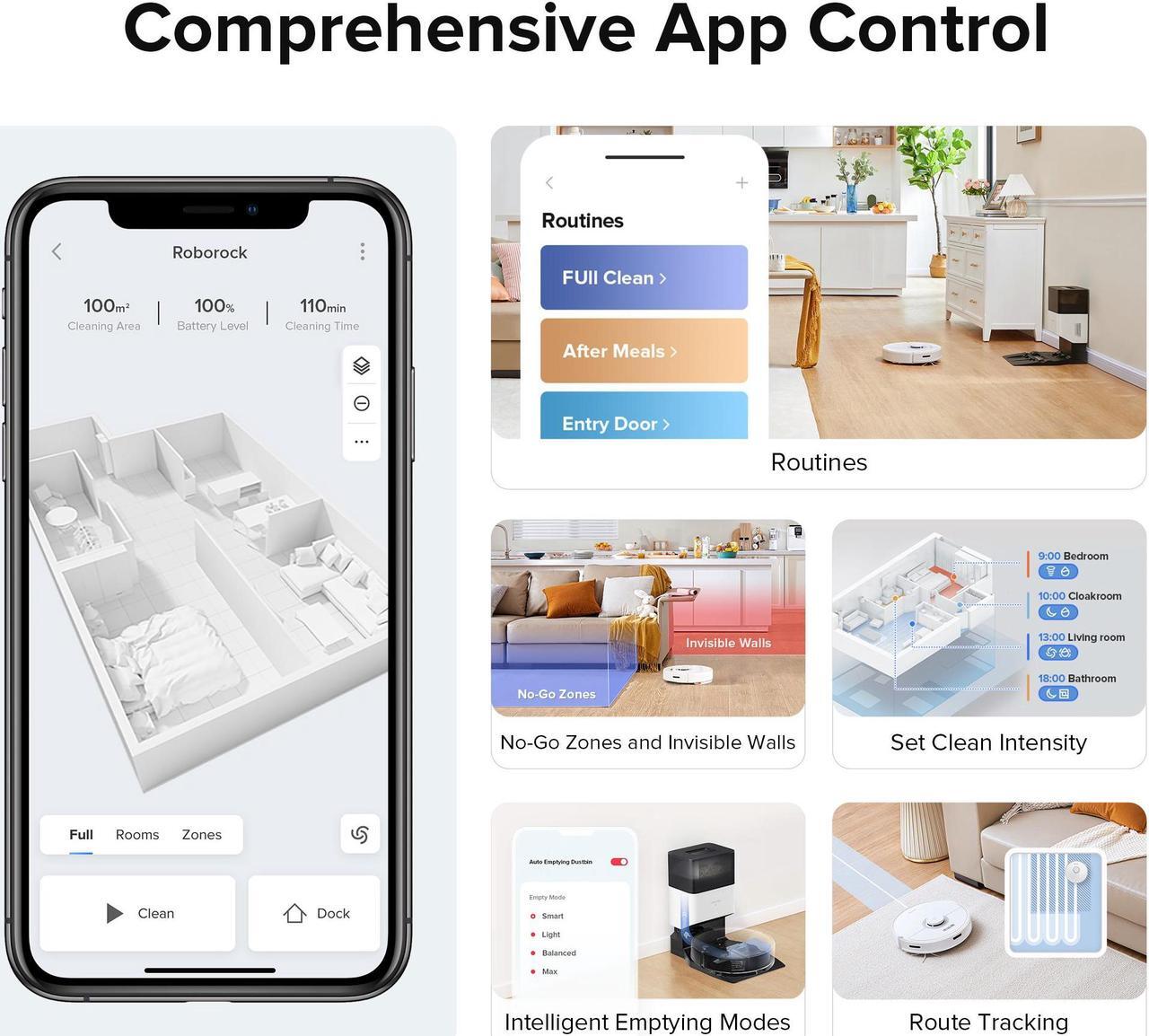 Alt view image 7 of 7 - Roborock Q7 Max+  Robot Vacuum and Mop with Auto-Empty Dock Pure , 4200Pa Suction, No-Mop&No-Go Zones, APP-Controlled Mopping, White, Renewed