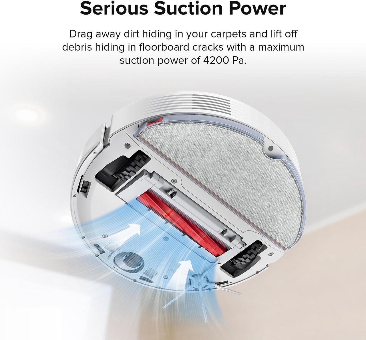 Alt view image 3 of 7 - Roborock Q7 Max+  Robot Vacuum and Mop with Auto-Empty Dock Pure , 4200Pa Suction, No-Mop&No-Go Zones, APP-Controlled Mopping, White, Renewed