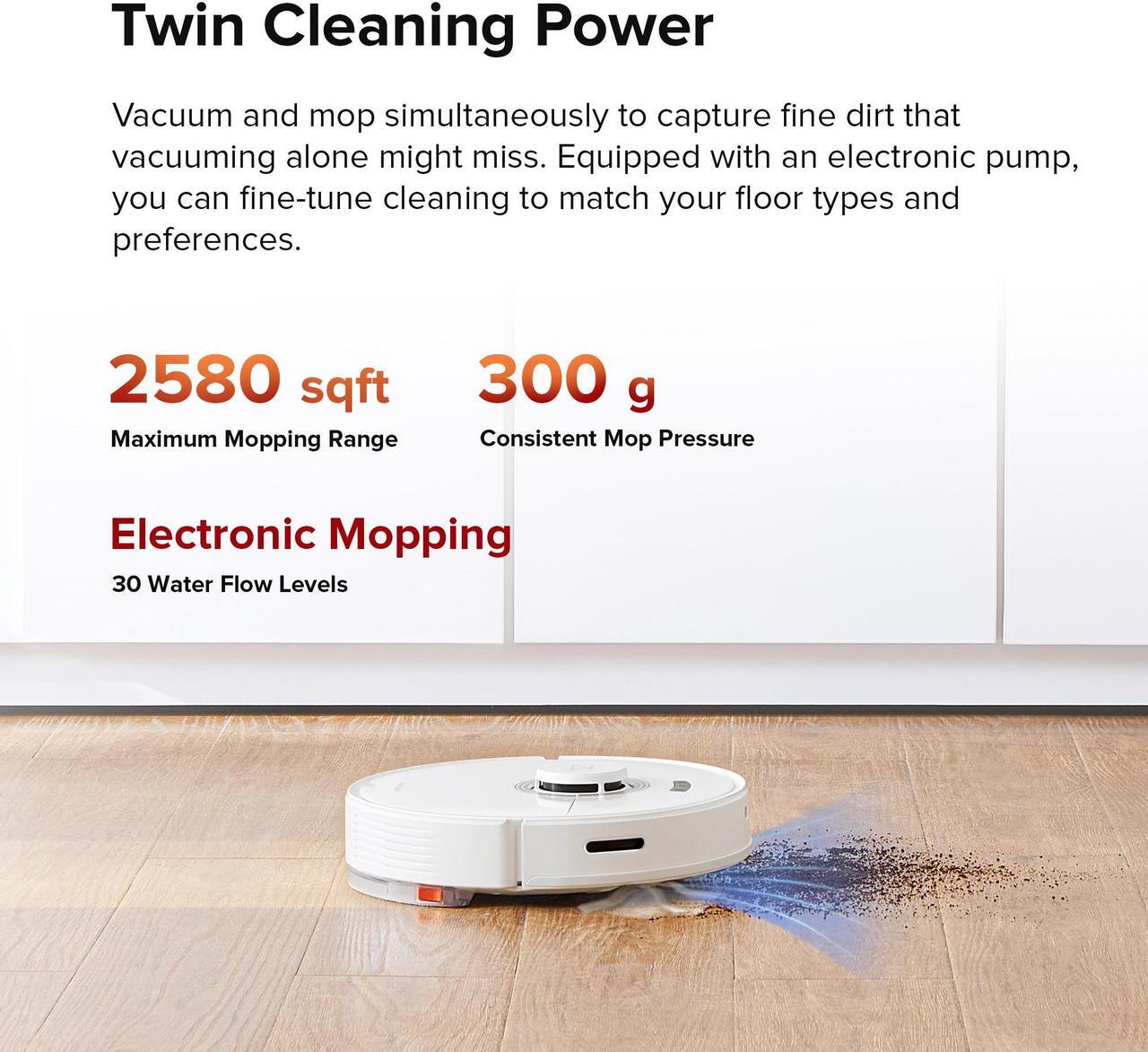 Alt view image 5 of 7 - Roborock Q7 Max+  Robot Vacuum and Mop with Auto-Empty Dock Pure , 4200Pa Suction, No-Mop&No-Go Zones, APP-Controlled Mopping, White, Renewed