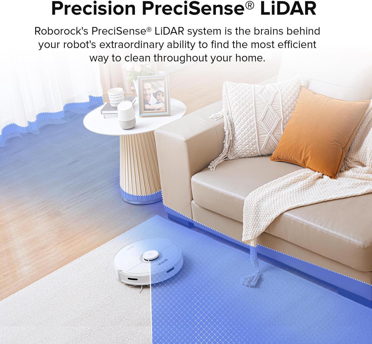 Alt view image 4 of 7 - Roborock Q7 Max+  Robot Vacuum and Mop with Auto-Empty Dock Pure , 4200Pa Suction, No-Mop&No-Go Zones, APP-Controlled Mopping, White, Renewed
