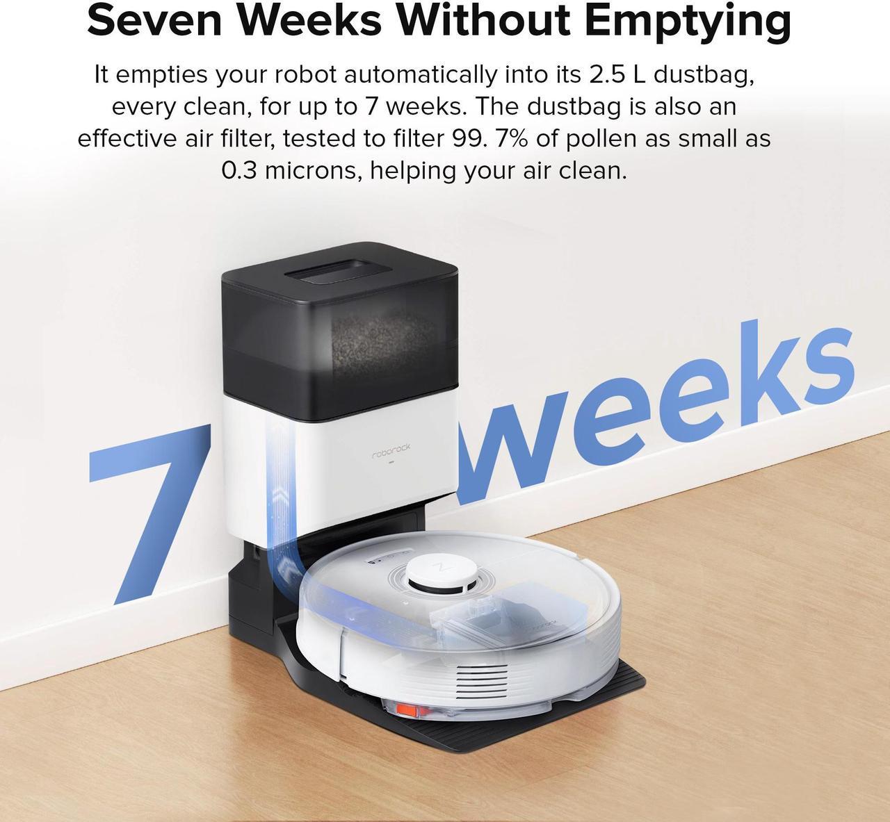 Alt view image 2 of 7 - Roborock Q7 Max+  Robot Vacuum and Mop with Auto-Empty Dock Pure , 4200Pa Suction, No-Mop&No-Go Zones, APP-Controlled Mopping, White, Renewed