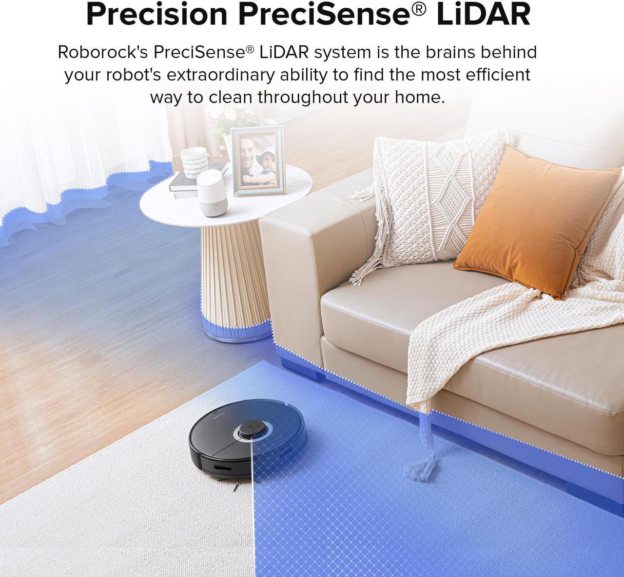 Alt view image 5 of 7 - Roborock Q7 Max+  Robot Vacuum and Mop with Auto-Empty Dock Pure , 4200Pa Suction, No-Mop&No-Go Zones, APP-Controlled Mopping, Black, Renewed