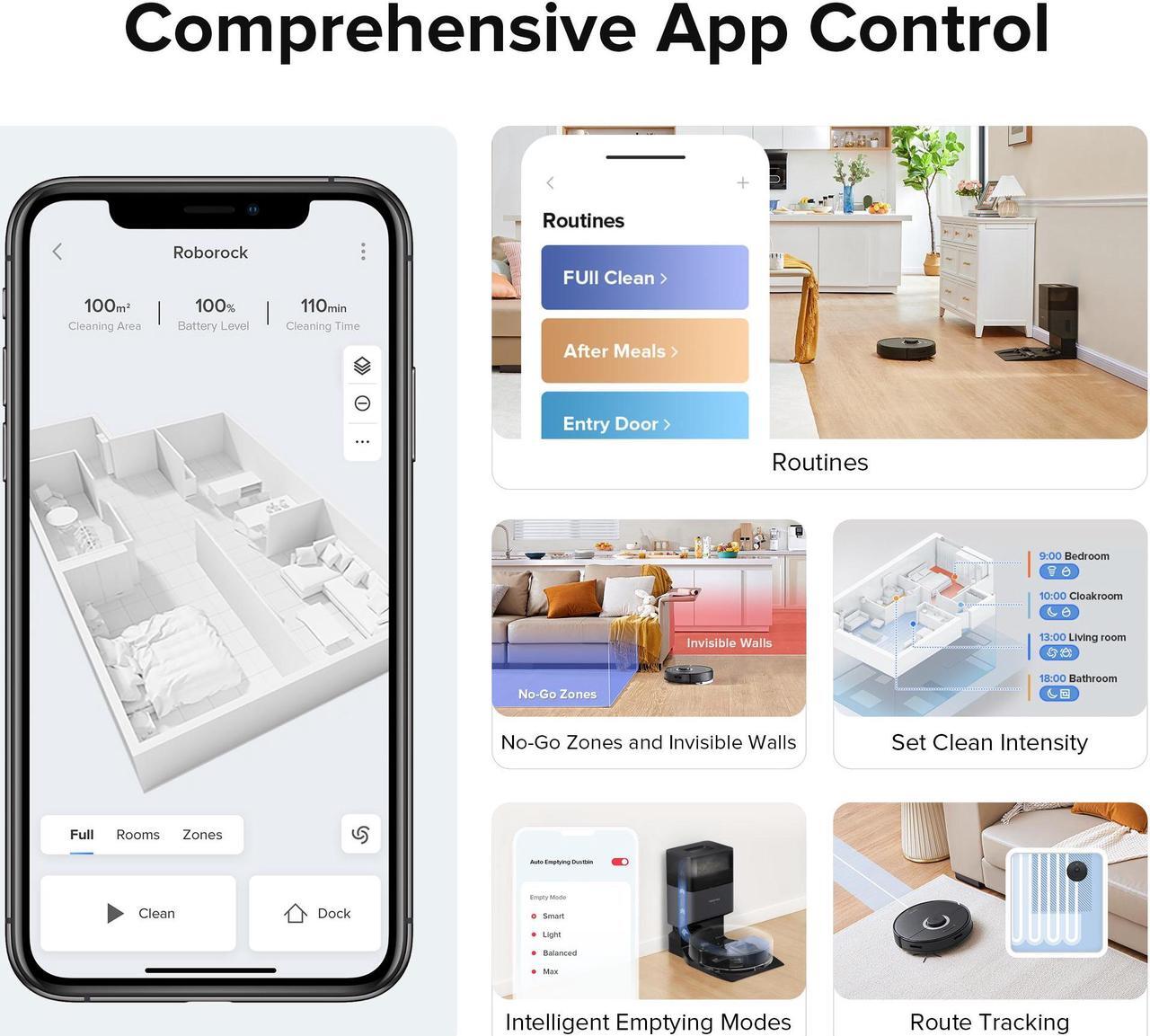 Alt view image 6 of 7 - Roborock Q7 Max+  Robot Vacuum and Mop with Auto-Empty Dock Pure , 4200Pa Suction, No-Mop&No-Go Zones, APP-Controlled Mopping, Black, Renewed