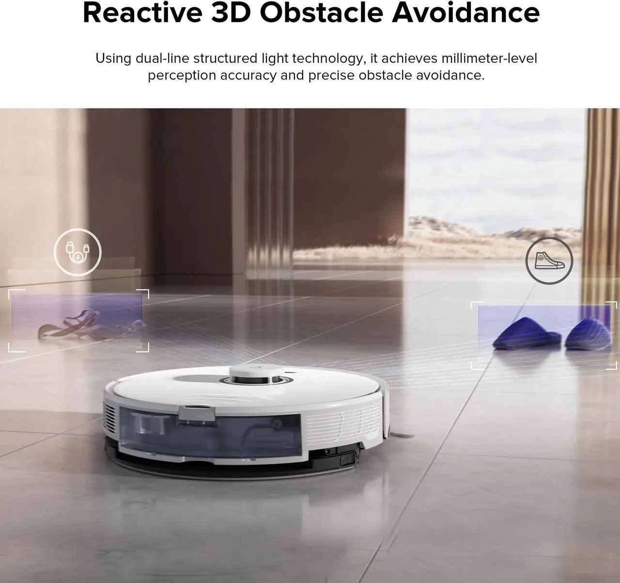 Alt view image 3 of 7 - Roborock S8+ Robot Vacuum, Sonic Mop with Self-Empty Dock,  Auto Lifting Mop, Ultrasonic Carpet Detection, 6000Pa Suction, White (Renewed)