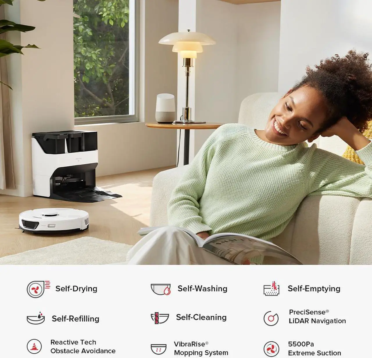 Alt view image 2 of 7 - Roborock S7 Max Ultra Robot Vacuum Cleaner, Self-Drying, Self-Washing, Self-Emptying,5500Pa Suction, Reactive Tech Obstacle Avoidance, White (Renewed)
