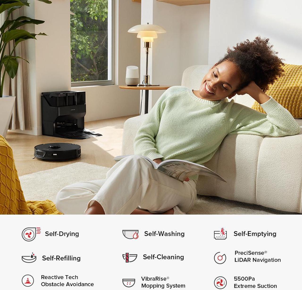 Alt view image 2 of 7 - Roborock S7 Max Ultra Robot Vacuum Cleaner, Self-Drying, Self-Washing, Self-Emptying,5500Pa Suction, Reactive Tech Obstacle Avoidance, Black (Renewed)