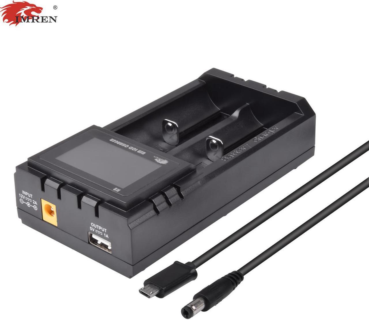Alt view image 3 of 7 - IMREN 18650 Battery Charger 5V2A Fast Usb Rechargeable Battery LCD Charger For 26650 18650 16340 18350 18490 14500 10440 C AA AAA 6F22/9V (2 Bay)