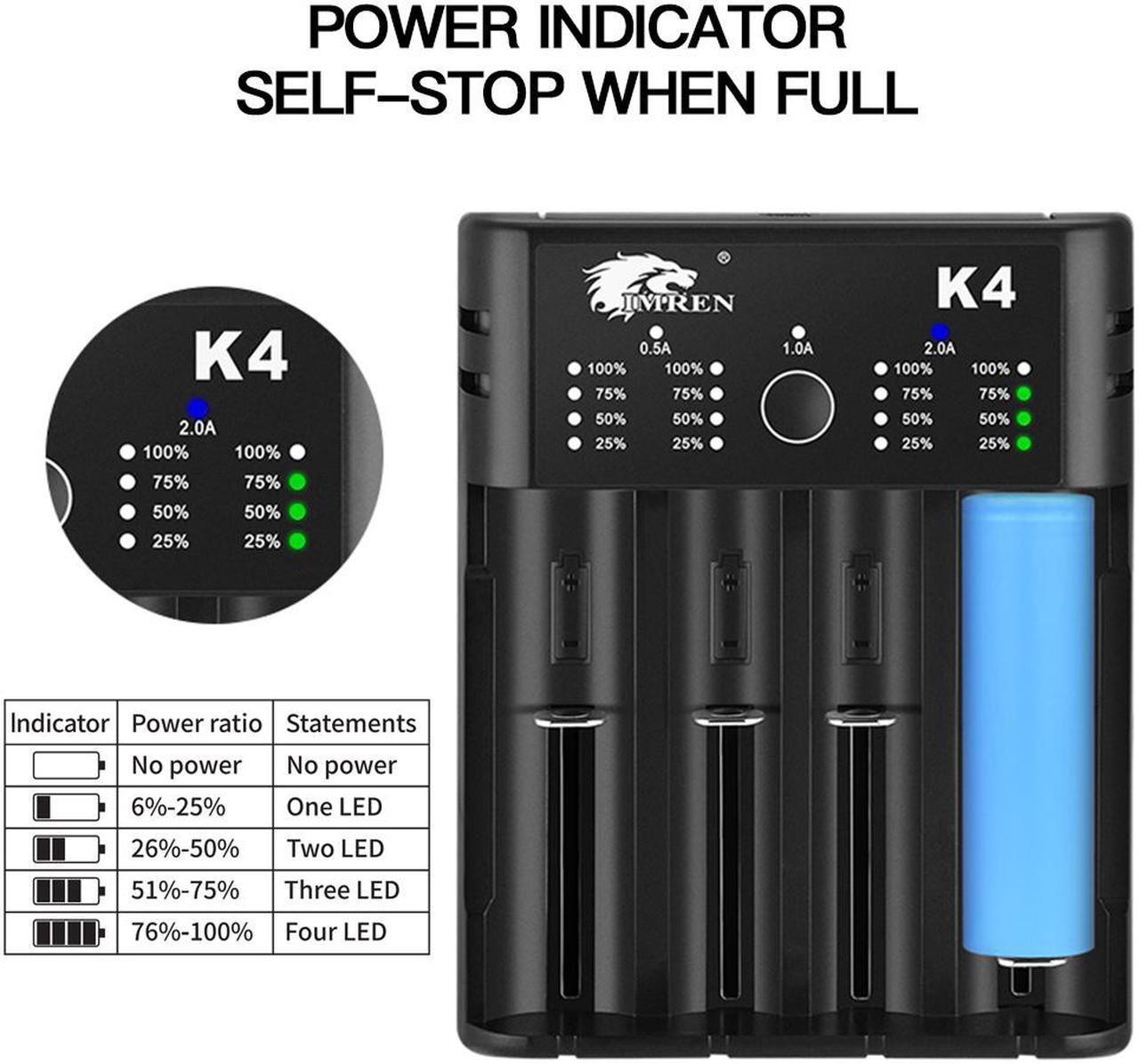 Alt view image 7 of 7 - IMREN 18650 Battery Charger Rechargeable Batteries 5V2A USB Charger 14500 16650 17650 18650 26650 21700 18350 A AA AAA Lithium NiMH Ni-Cd Battery (4 Bay)