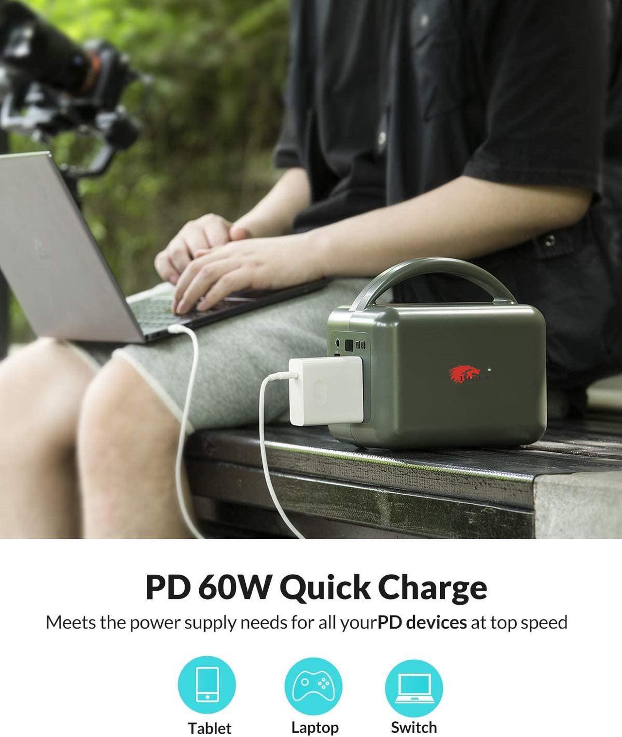 Alt view image 6 of 6 - Portable Power Station PB120-1A4U 150W 39000mAh, AC Inverter Output 220V/120W 110V/120W 230V/120W  DC 13-24V/30W Camping and Emergency Flashlight
