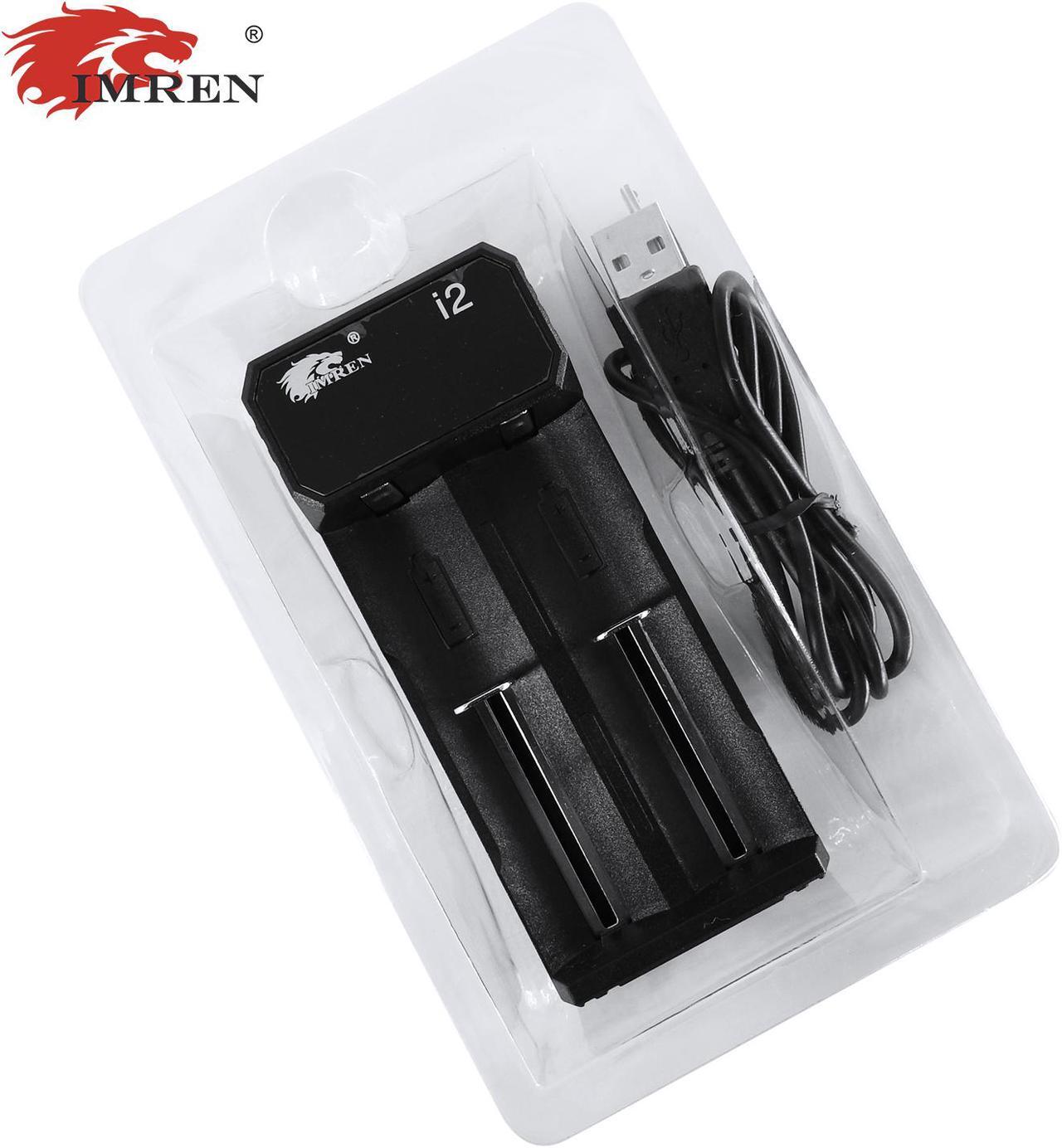 Alt view image 2 of 6 - IMREN 18650 Battery Charger Rechargeable Batteries USB Charger For 14500 16650 17650 18650 26650 21700 18350 3.7V/3.6V Lithium NiMH Battery (2 Bay)