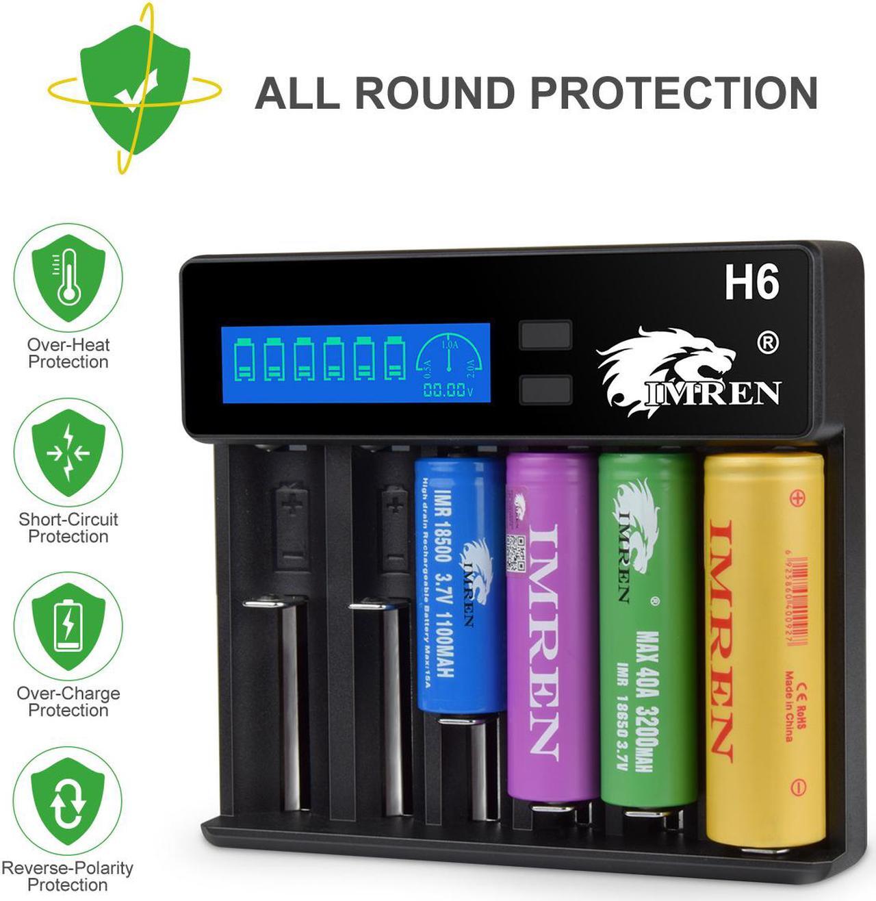 Alt view image 8 of 7 - IMREN 18650 Battery Charger Fast Charge Rechargeable for 3.7V Lithium Rechargeable Battery 14500 14650 17500 17670 18350 18650 18700 20700 21700 26650 (6 Bay)