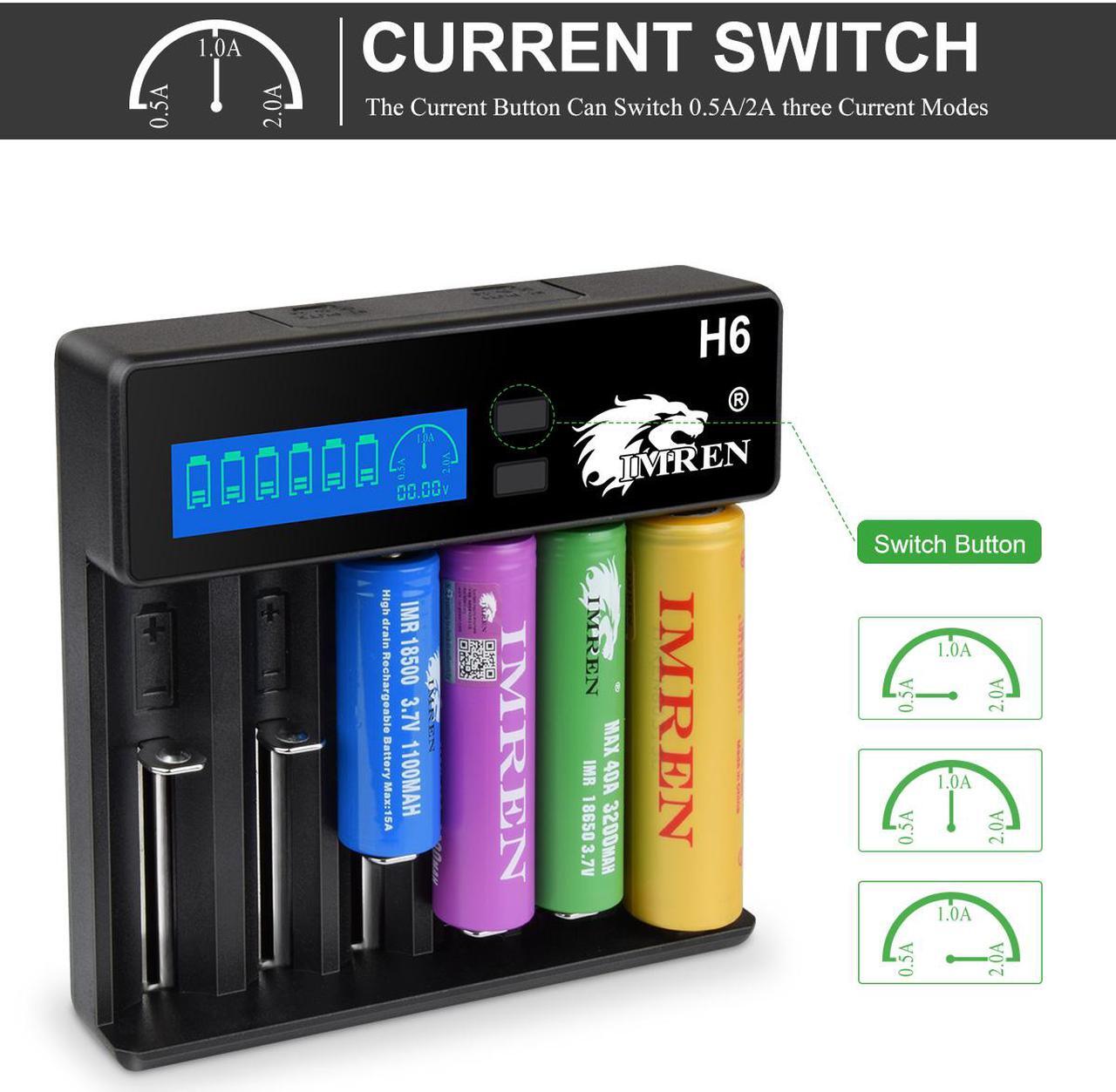 Alt view image 3 of 7 - IMREN 18650 Battery Charger Fast Charge Rechargeable for 3.7V Lithium Rechargeable Battery 14500 14650 17500 17670 18350 18650 18700 20700 21700 26650 (6 Bay)
