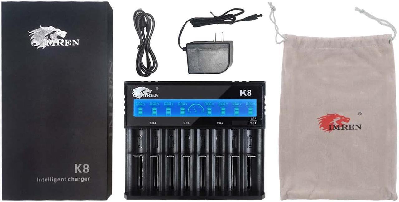 Alt view image 7 of 7 - IMREN 18650 Battery Charger,Fast Charge Rechargeable for 3.7V Lithium Rechargeable Battery 14500 14650 17500 17670 18350 18650 18700 20700 21700 26650 (8 Bay)