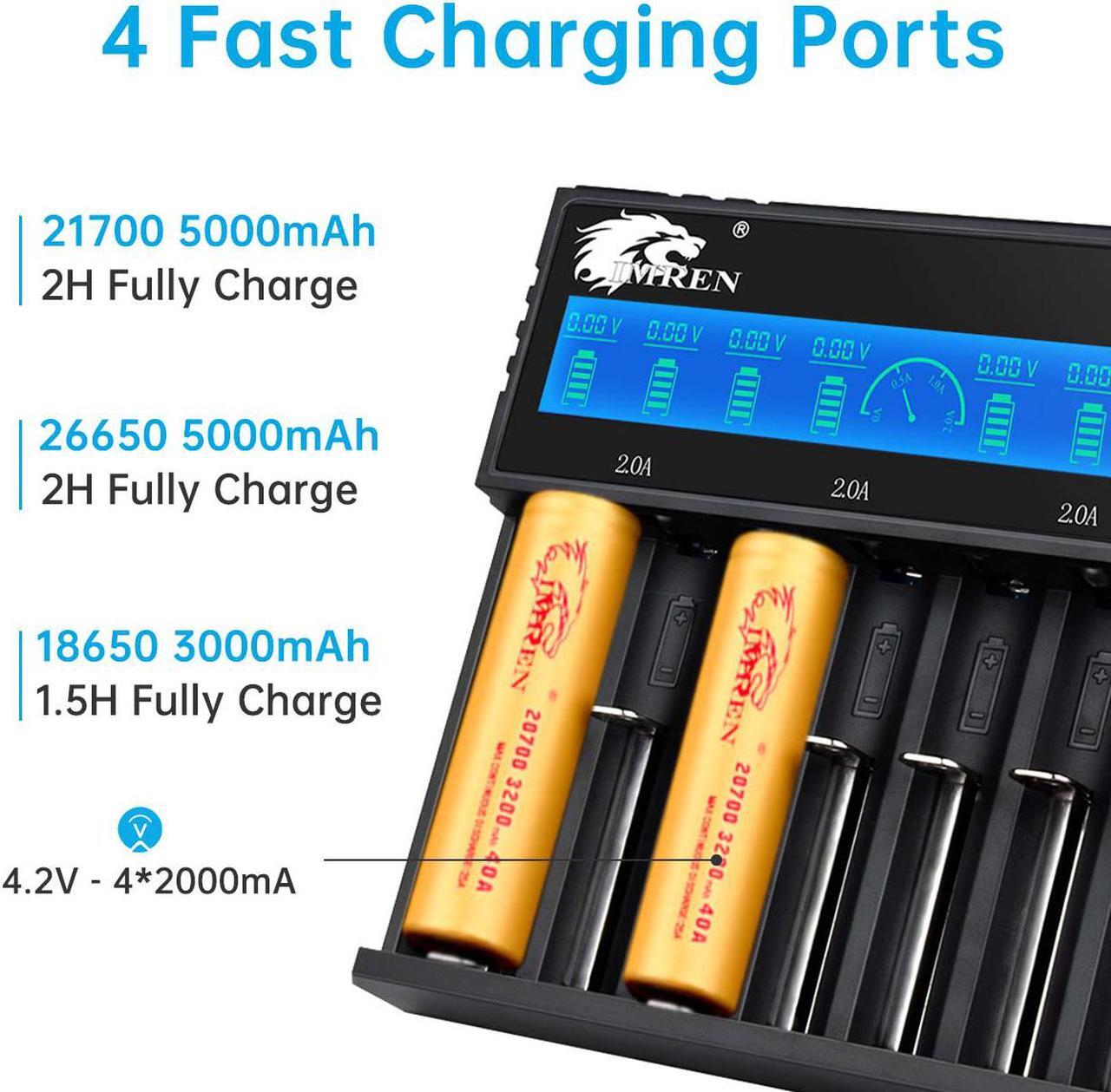 Alt view image 4 of 7 - IMREN 18650 Battery Charger,Fast Charge Rechargeable for 3.7V Lithium Rechargeable Battery 14500 14650 17500 17670 18350 18650 18700 20700 21700 26650 (8 Bay)