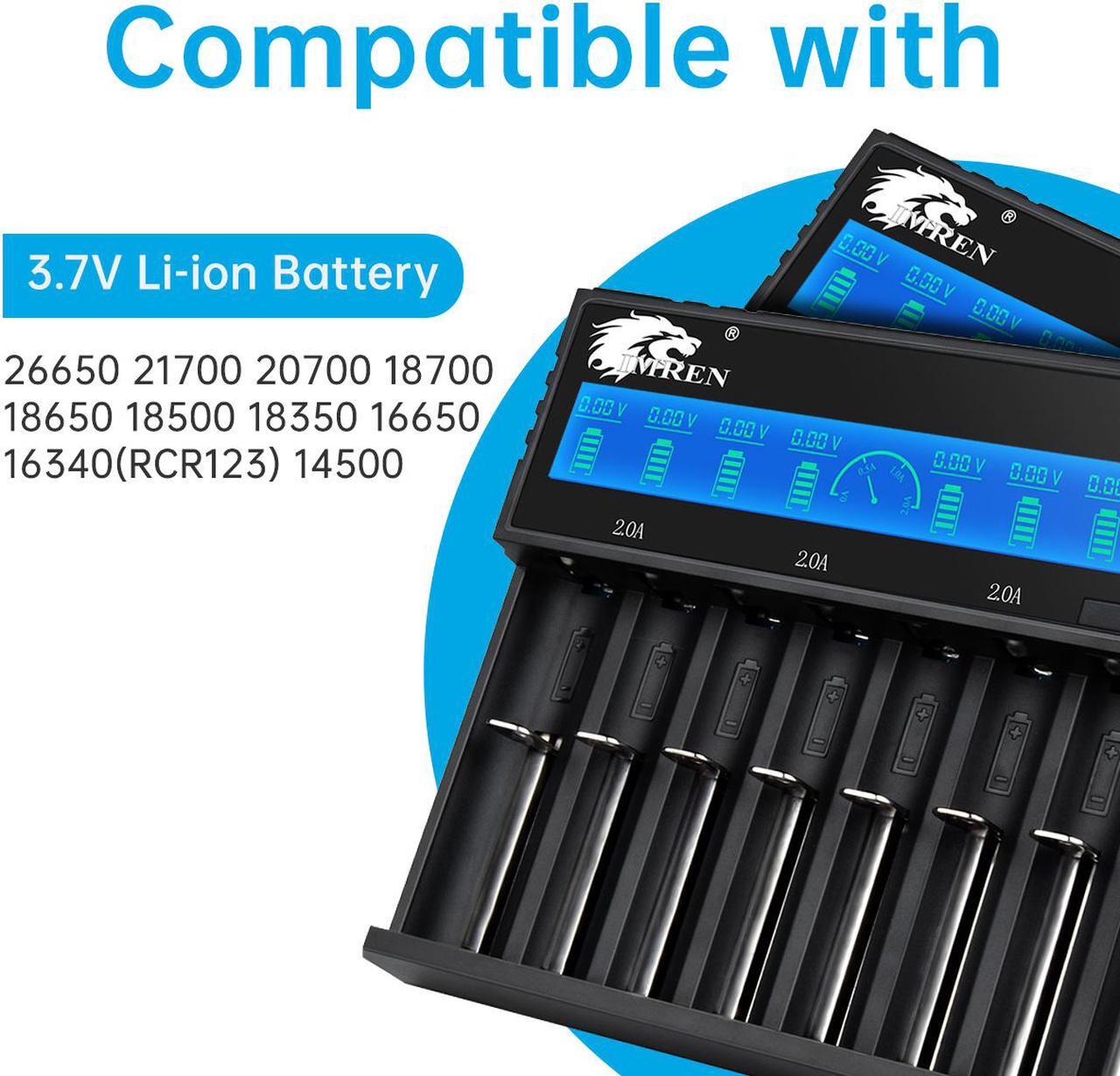 Alt view image 5 of 7 - IMREN 18650 Battery Charger,Fast Charge Rechargeable for 3.7V Lithium Rechargeable Battery 14500 14650 17500 17670 18350 18650 18700 20700 21700 26650 (8 Bay)