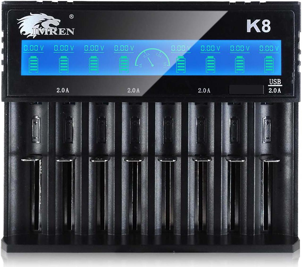 Main image of IMREN 18650 Battery Charger,Fast Charge Rechargeable for 3.7V Lithium Rechargeable Battery 14500 14650 17500 17670 18350 18650 18700 20700 21700 26650 (8 Bay)