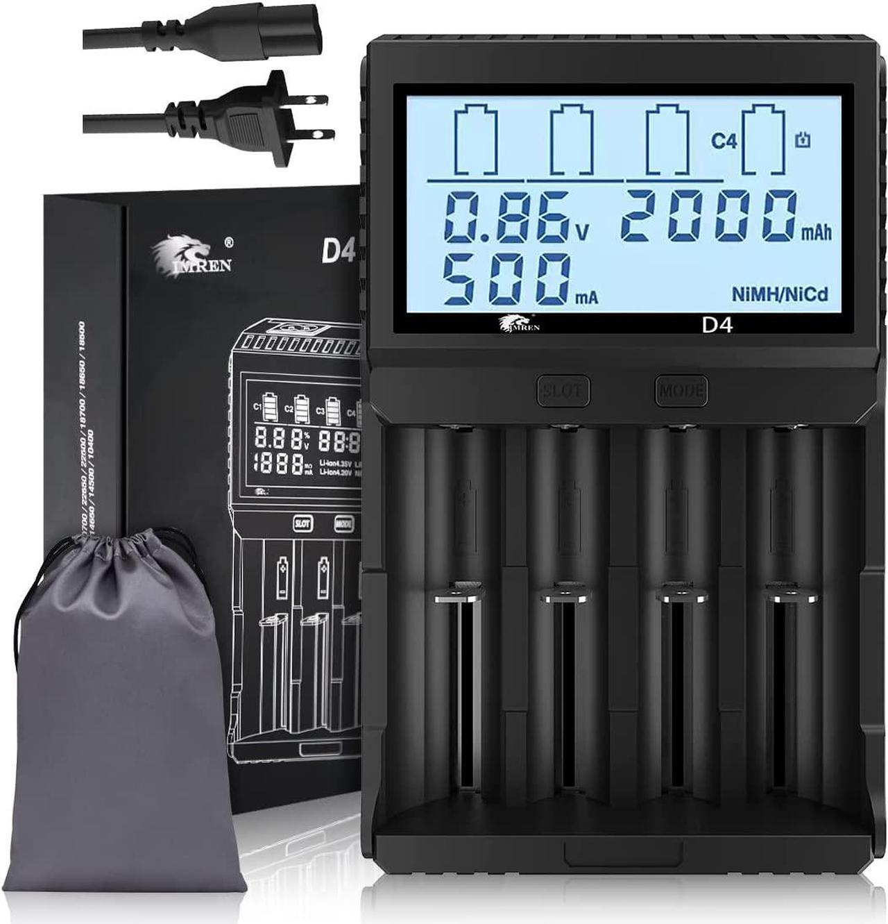 Main image of IMREN 18650 Charger Smart Charger LCD Display for Rechargeable Batteries Li-ion Batteries 18650 18490 18350 17500 16340 14500 RCR123A Ni-MH/Ni-Cd A AA AAA Batteries (4 Bay)