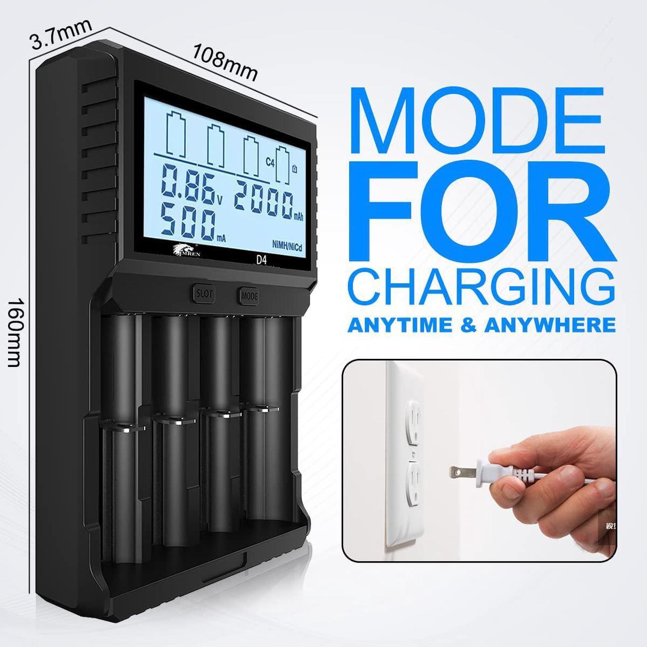 Alt view image 6 of 7 - IMREN 18650 Charger Smart Charger LCD Display for Rechargeable Batteries Li-ion Batteries 18650 18490 18350 17500 16340 14500 RCR123A Ni-MH/Ni-Cd A AA AAA Batteries (4 Bay)