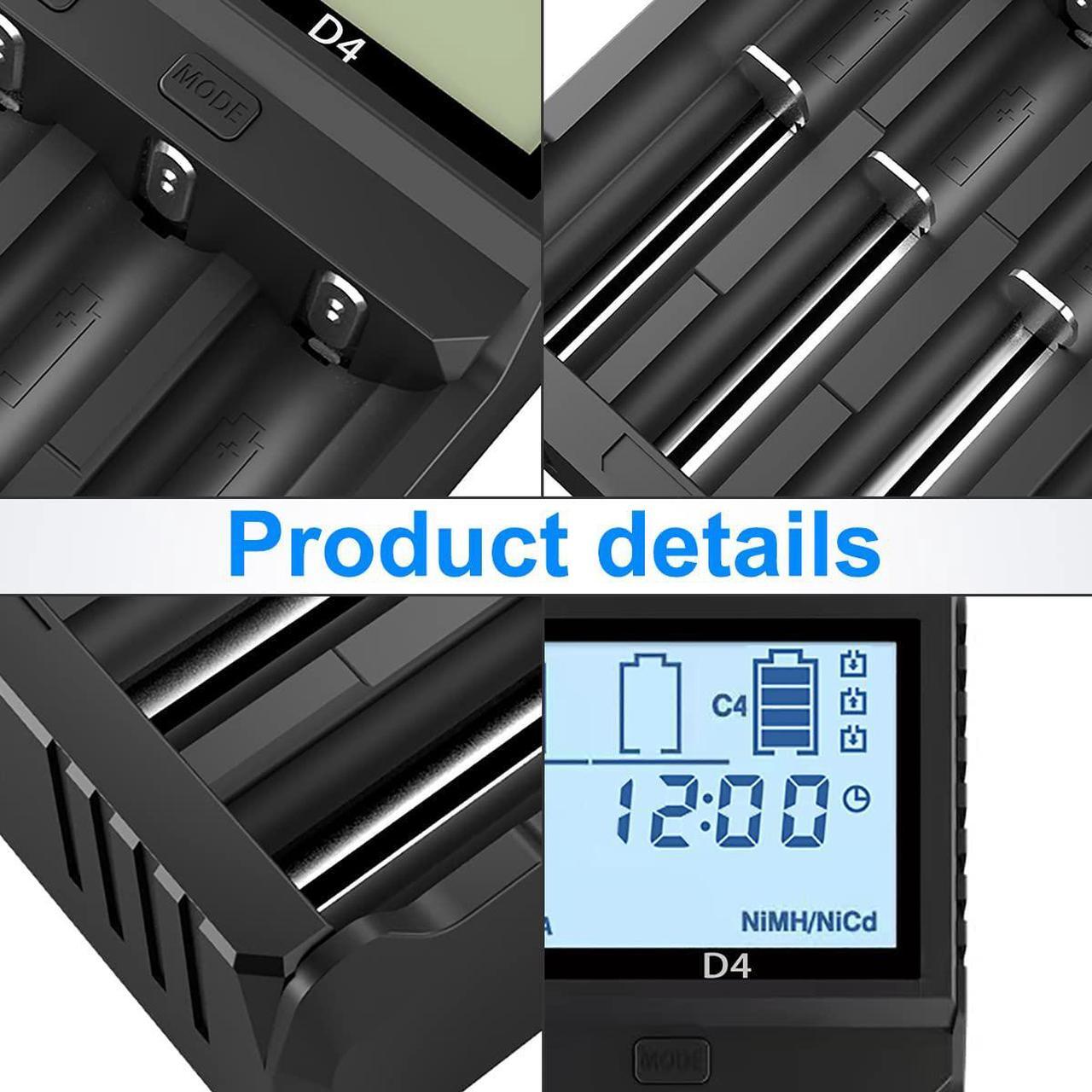 Alt view image 7 of 7 - IMREN 18650 Charger Smart Charger LCD Display for Rechargeable Batteries Li-ion Batteries 18650 18490 18350 17500 16340 14500 RCR123A Ni-MH/Ni-Cd A AA AAA Batteries (4 Bay)