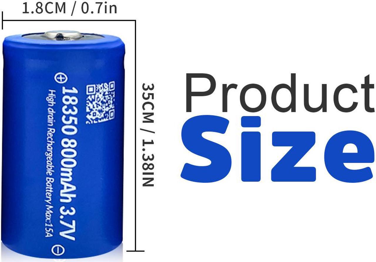 Alt view image 6 of 7 - IMREN 18350 800mAh 3.7V Lithium Rechargeable Battery (4PCS/Pack)
