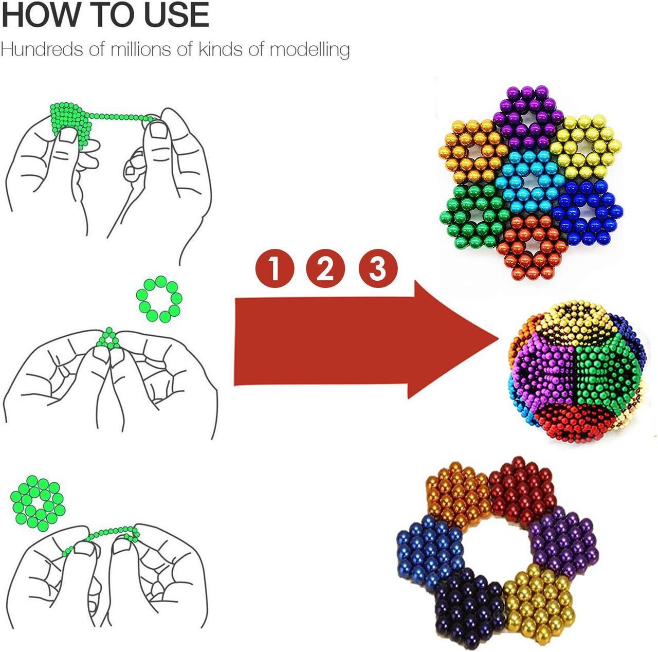 Alt view image 4 of 6 - Coloful Magnet Balls Toy - 1000 PCS 5mm Magnetic Balls Cube Fidget Gadget Toys ,Toys Magnetic Beads Stress Relief Toys for Adults