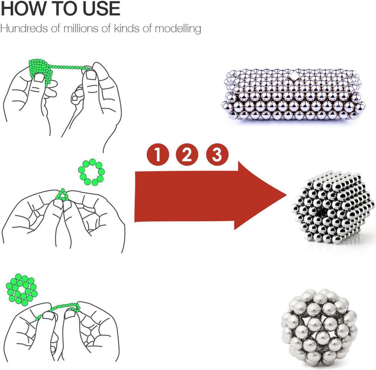 Alt view image 3 of 5 - Sliver Magnet Balls Toy - 216 PCS 5mm Magnetic Balls Cube Fidget Gadget Toys ,Toys Magnetic Beads Stress Relief Toys for Adults 216pcs
