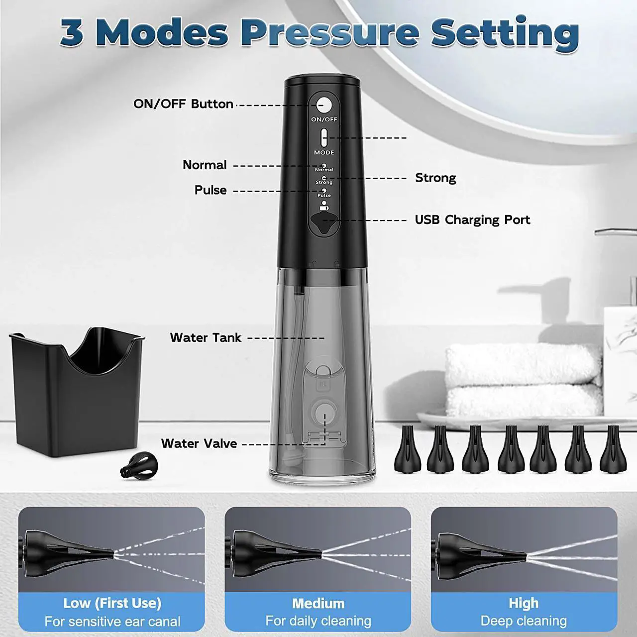 Alt view image 5 of 7 - DOTSOG Electric Ear Wax Removal Kit with 8 Tips, 3 Pressure Levels & Sticky Ear Sticks - Rechargeable Ear Cleaning System, Sticky Ear Stick 10PCS + Compressed Towel 6PCS