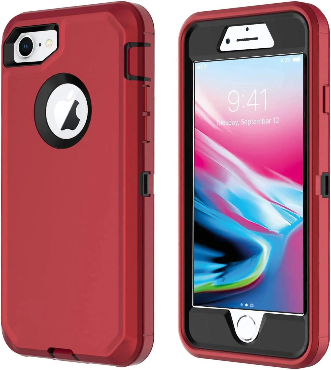 Alt view image 3 of 11 - iPhone 7 iPhone 8 Heavy Defender Duty Case - Red