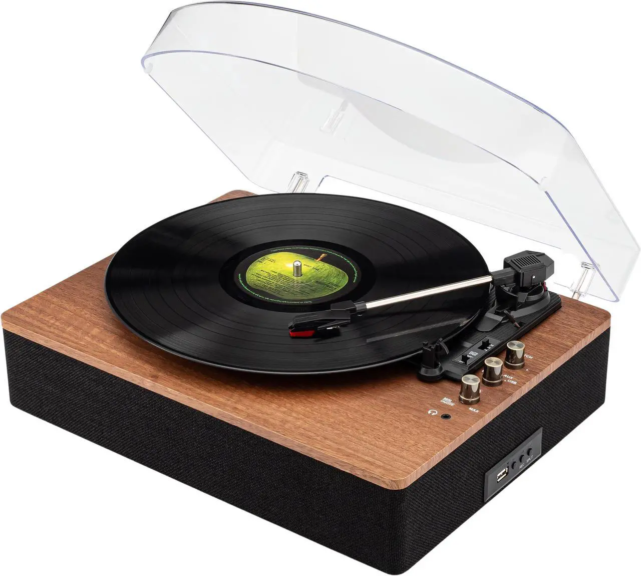 Main image of SoundBeast Retro Wooden Turntable with 3 Speed Vinyl Record Player, Built-in Stereo Speakers, Bluetooth, Aux in, USB Playback, & USB Recording to MP3