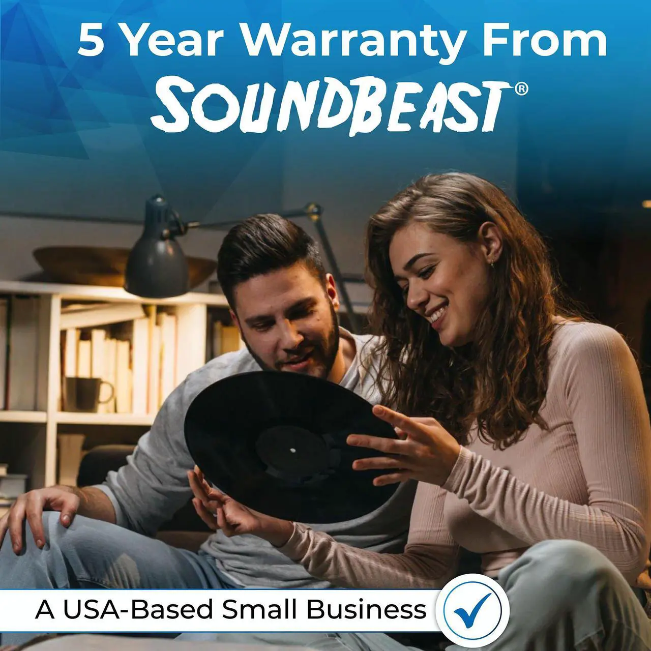 Alt view image 6 of 6 - SoundBeast Retro Wooden Turntable with 3 Speed Vinyl Record Player, Built-in Stereo Speakers, Bluetooth, Aux in, USB Playback, & USB Recording to MP3