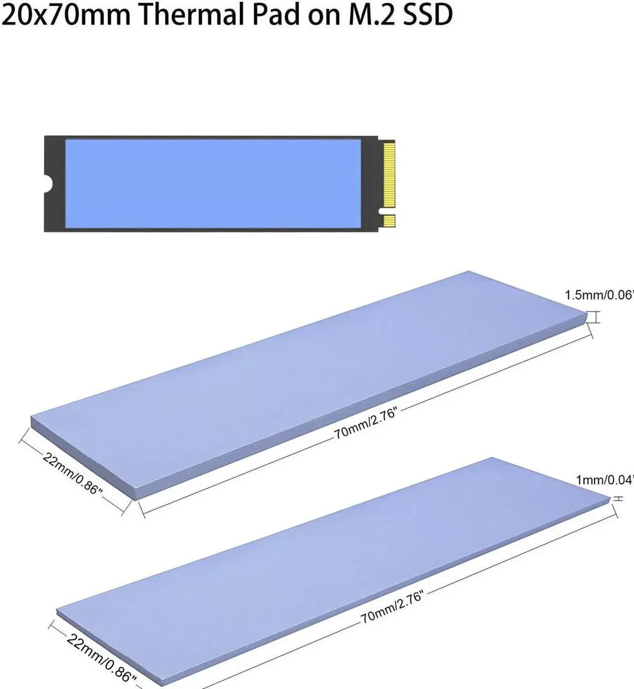 Alt view image 5 of 5 - M.2 SSD Cooler Heatsinks, NVMe Aluminum Heatsinks for M.2 2280mm SSD with 2 Silicone Thermal Pads, Black
