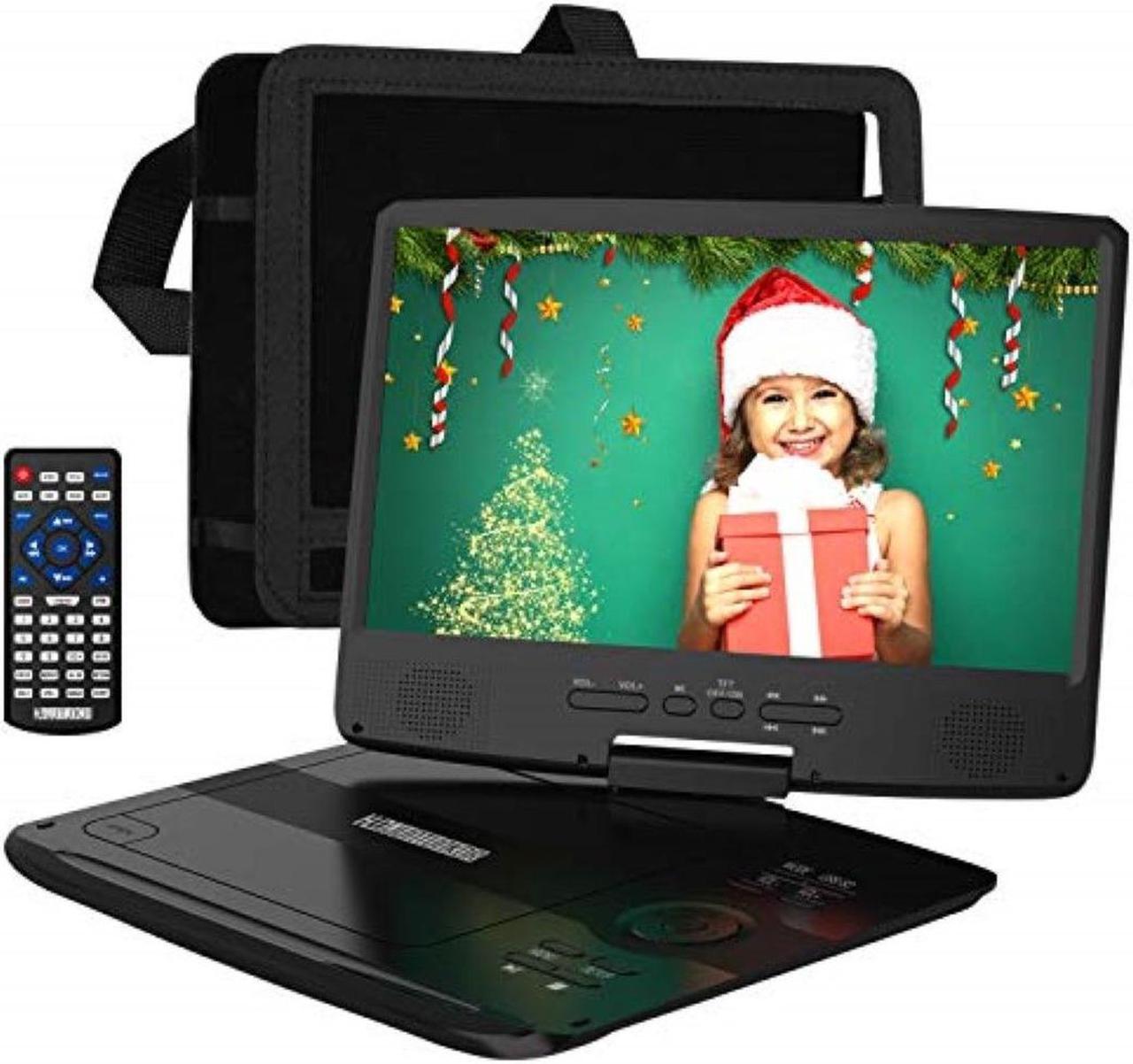 Main image of HDJUNTUNKOR Portable DVD Player 12.5" with 10.1" HD Swivel Display Screen, 5 Hour Rechargeable Battery, Support CD/DVD/SD Card/USB, Car Headrest Case, Car Charger, Unique Extra Button Design